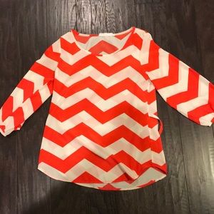 Orange and white chevron blouse